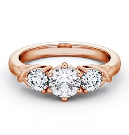 Three Stone Round Diamond Criss Cross Trilogy Ring 9K Rose Gold TH28_RG_THUMB1