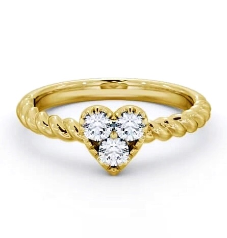 Heart Shaped Three Stone Round Rope Style Band Ring 18K Yellow Gold TH41_YG_THUMB2 