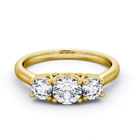 Three Stone Round Diamond Trilogy Ring 18K Yellow Gold TH47_YG_THUMB1