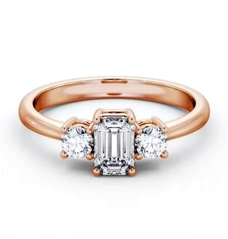 Three Stone Emerald with Round Diamond Trilogy Ring 18K Rose Gold TH54_RG_THUMB1