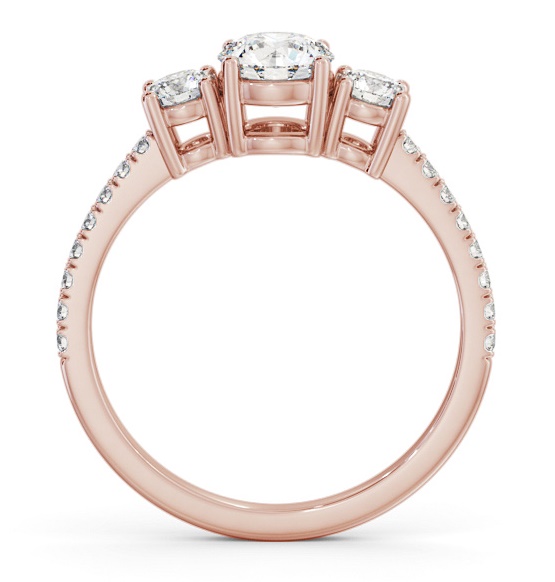 Three Stone Round Diamond Trilogy Ring 18K Rose Gold with Side Stones TH61_RG_THUMB1 