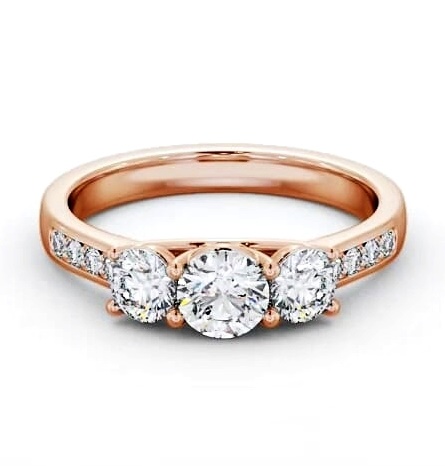 Three Stone Round Diamond Sweeping Prongs Ring 18K Rose Gold TH66_RG_THUMB1