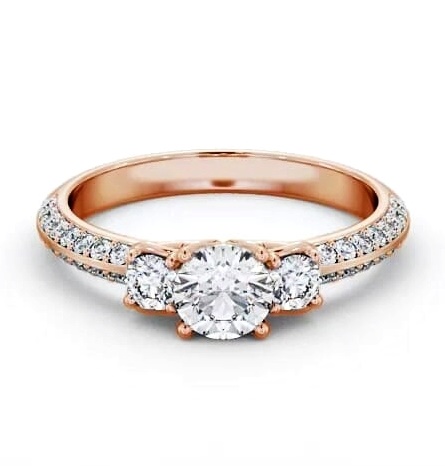 Three Stone 1.10ct Round Diamond Knife Edge Style Ring 18K Rose Gold TH70_RG_THUMB2 