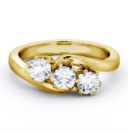 Three Stone Round Diamond Unique Setting Ring 18K Yellow Gold TH97_YG_THUMB2 