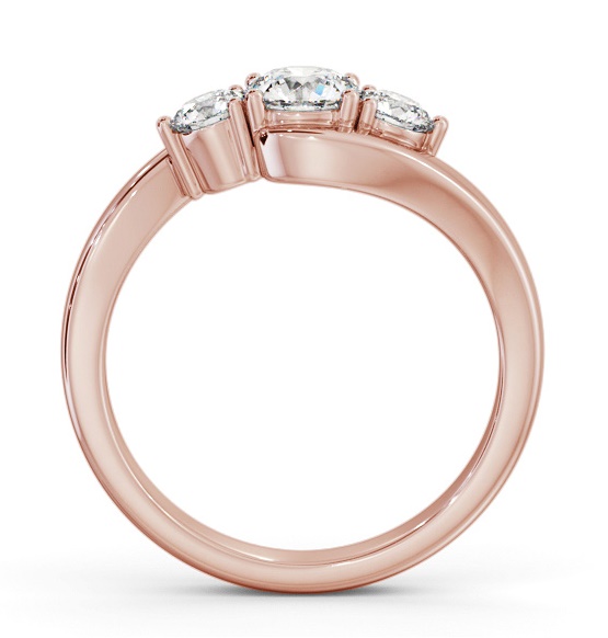 Three Stone Round Diamond Sweeping Band Ring 18K Rose Gold TH98_RG_THUMB1 