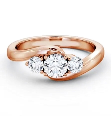 Three Stone Round Diamond Sweeping Band Ring 18K Rose Gold TH98_RG_THUMB2 