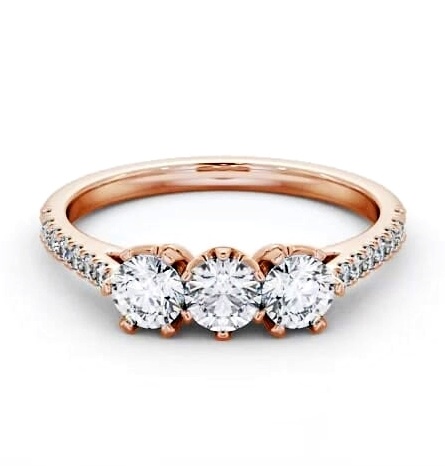 Three Stone Round Diamond Trilogy Ring 9K Rose Gold with Side Stones TH99_RG_THUMB2 