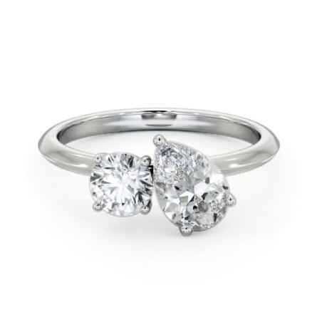 Toi et Moi Pear and Round Diamond Ring Set in Platinum tw11_wg_thumb1