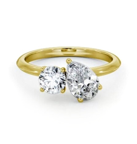 Toi et Moi Pear and Round Diamond Ring Set in 9K Yellow Gold tw11_yg_thumb1