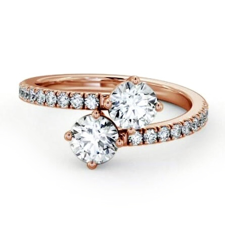 Toi et Moi Round Diamond Ring with Side Stones Set in 18K Rose Gold tw15_rg_thumb1