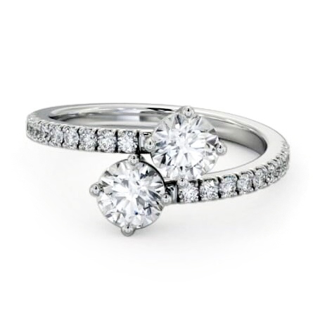 Toi et Moi Round Diamond Ring with Side Stones Set in 18K White Gold tw15_wg_thumb1