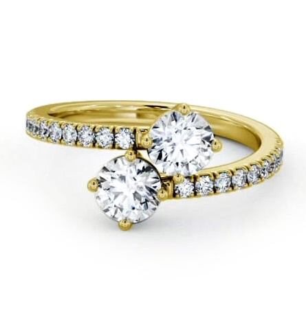 Toi et Moi Round Diamond Ring with Side Stones Set in 9K Yellow Gold tw15_yg_thumb1