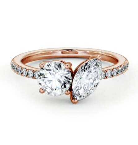 Toi et Moi Marquise and Round Diamonds Set in 18K Rose Gold With Side Stones tw17_rg_thumb1