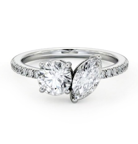 Toi et Moi Marquise and Round Diamonds Set in Platinum With Side Stones tw17_wg_thumb1