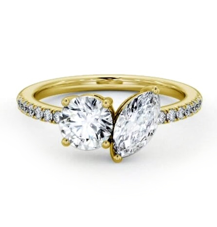 Toi et Moi Marquise and Round Diamonds Set in 9K Yellow Gold With Side Stones tw17_yg_thumb1