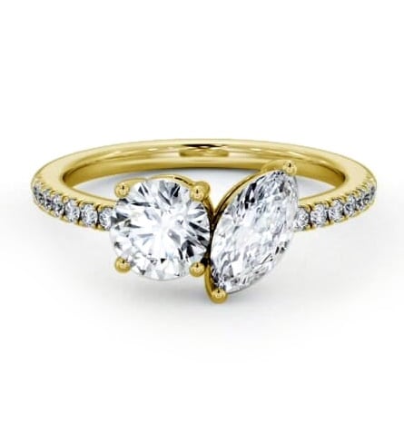 Toi et Moi Marquise and Round Diamonds Set in 9K Yellow Gold With Side Stones tw17_yg_thumb2 