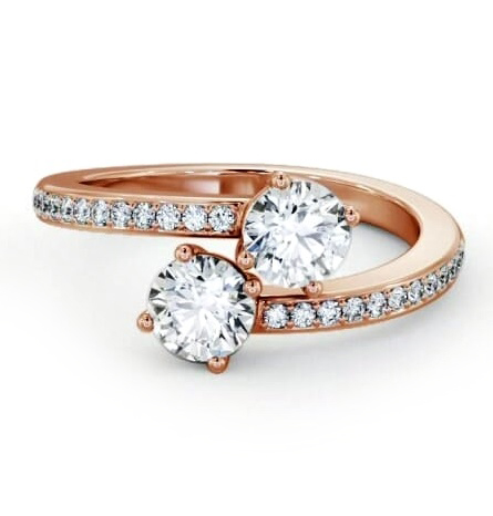 Toi et Moi Round Diamond Ring with Side Stones Set in 18K Rose Gold tw18_rg_thumb1