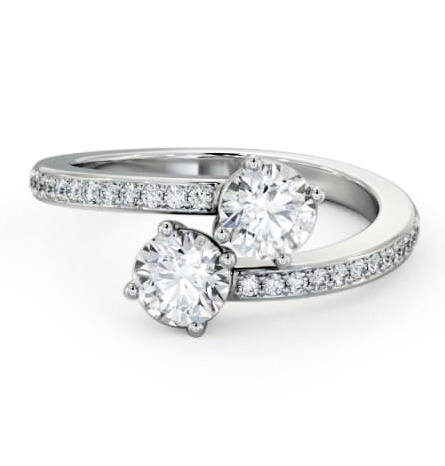 Toi et Moi Round Diamond Ring with Side Stones Set in 18K White Gold tw18_wg_thumb1