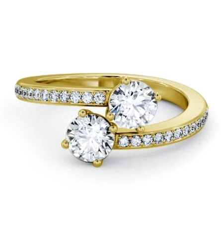 Toi et Moi Round Diamond Ring with Side Stones Set in 18K Yellow Gold tw18_yg_thumb1