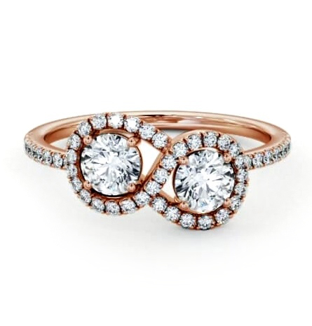 Toi et Moi Round Diamond Halo Ring Set in 9K Rose Gold tw19_rg_thumb1