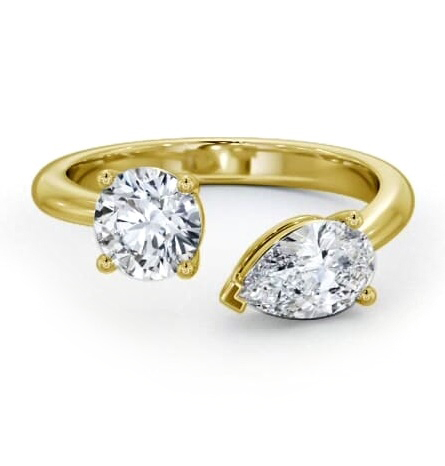 Toi et Moi Pear and Round Diamonds Set in 9K Yellow Gold tw1_yg_thumb1