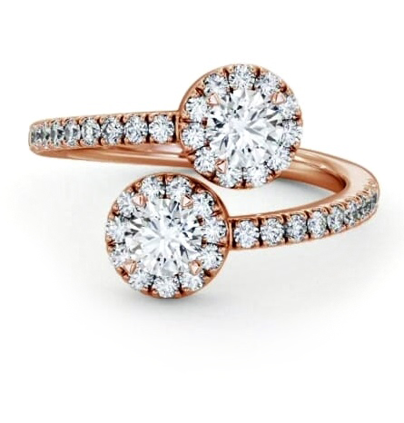 Toi et Moi Round Diamond Halo Ring Set in 18K Rose Gold tw20_rg_thumb1