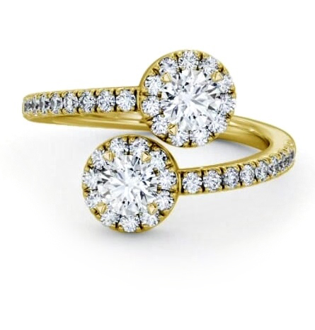 Toi et Moi Round Diamond Halo Ring Set in 9K Yellow Gold tw20_yg_thumb1