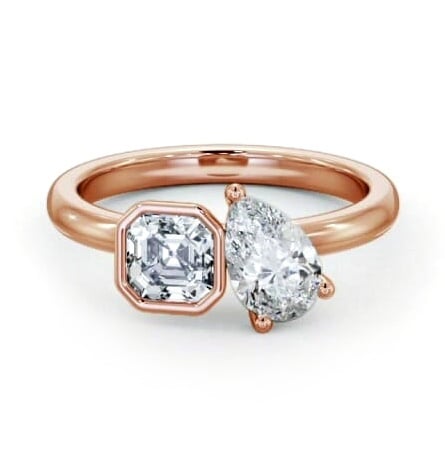 Toi et Moi Asscher and Pear Diamond Ring Set in 18K Rose Gold tw3_rg_thumb2 