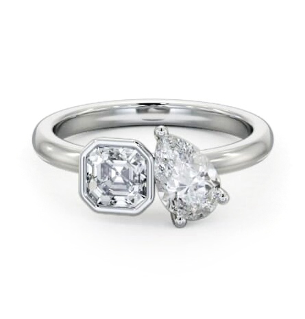 Toi et Moi Asscher and Pear Diamond Ring Set in Platinum tw3_wg_thumb1