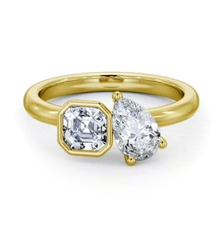 Toi et Moi Asscher and Pear Diamond Ring Set in 18K Yellow Gold tw3_yg_thumb1