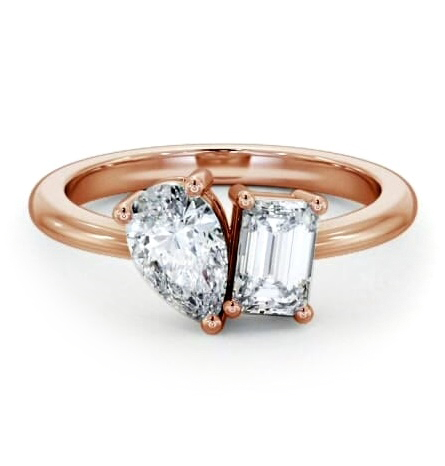 Toi et Moi Emerald and Pear Diamond Ring Set in 18K Rose Gold tw6_rg_thumb1