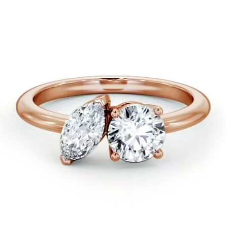 Toi et Moi Marquise and Round Diamond Ring Set in 9K Rose Gold tw7_rg_thumb1