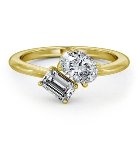 Toi et Moi Oval and Emerald Diamond Ring Set in 18K Yellow Gold tw8_yg_thumb1