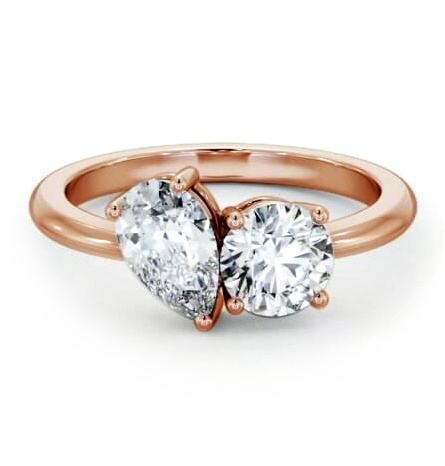 Toi et Moi Oval and Emerald Diamond Ring Set in 18K Rose Gold tw9_rg_thumb1