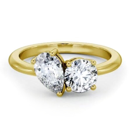 Toi et Moi Oval and Emerald Diamond Ring Set in 9K Yellow Gold tw9_yg_thumb1