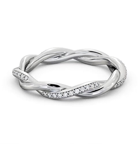 Ladies Round Diamond 0.18ct Twisted Style Wedding Ring Platinum WBF13_WG_THUMB1