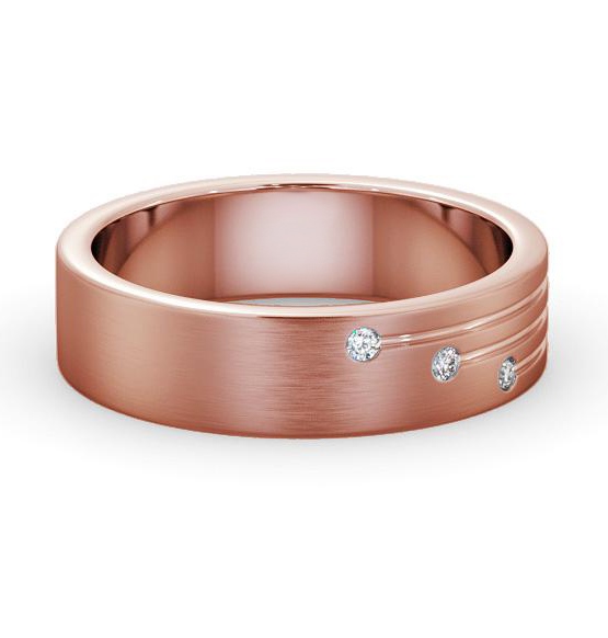 Mens Round Diamond 0.03ct Grooved with Matt Finish Ring 18K Rose Gold WBM40B_RG_THUMB1