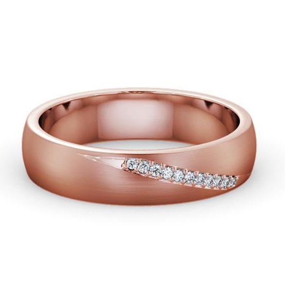 Mens Round 0.05ct Diagonal Set with Matt Finish Ring 18K Rose Gold WBM48B_RG_THUMB1