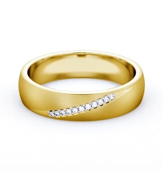 Mens Round 0.05ct Diagonal Set with Matt Finish Ring 18K Yellow Gold WBM48B_YG_THUMB1