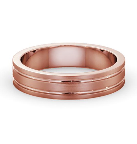 Mens Flat Profile Double Groove with Matt Finish Ring 9K Rose Gold WBM50B_RG_THUMB2 