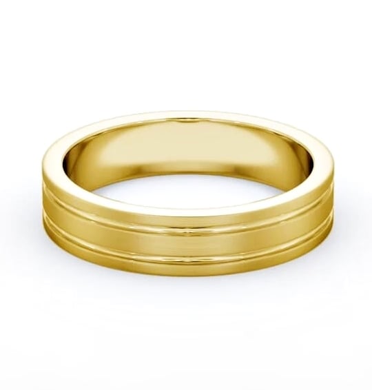 Mens Flat Profile Double Groove with Matt Finish Ring 9K Yellow Gold WBM50B_YG_THUMB1