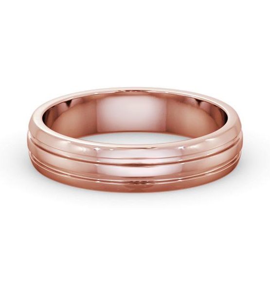 Mens D Shape Double Groove Wedding Ring 18K Rose Gold WBM53_RG_THUMB2 