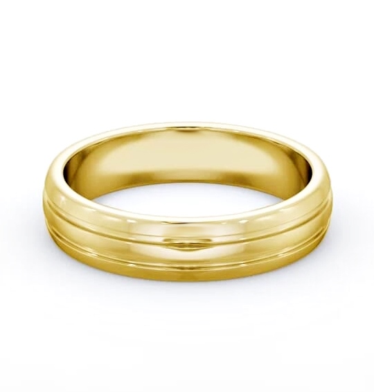 Mens D Shape Double Groove Wedding Ring 18K Yellow Gold WBM53_YG_THUMB2 