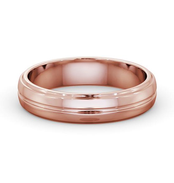 Mens D Shape Step and Single Groove Wedding Ring 9K Rose Gold WBM54_RG_THUMB2 