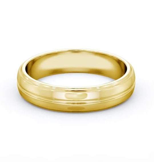 Mens D Shape Step and Single Groove Wedding Ring 18K Yellow Gold WBM54_YG_THUMB2 