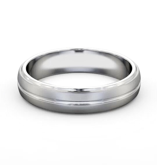 Mens D Shape Step and Single Groove Matt Finish Ring 9K White Gold WBM54B_WG_THUMB1