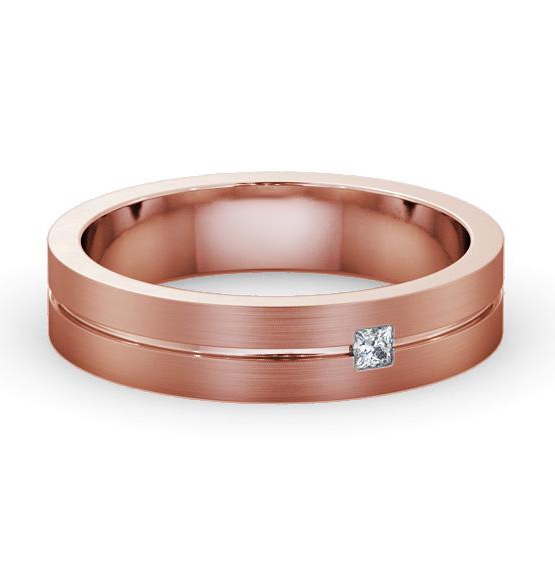 Mens Princess Diamond Single Groove with Matt Finish Ring 9K Rose Gold WBM59B_RG_THUMB1